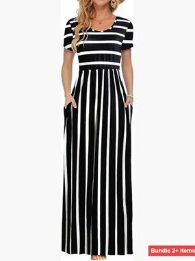 Short Sleeve Maxi Dress with Pockets Loose Casual Long Summer